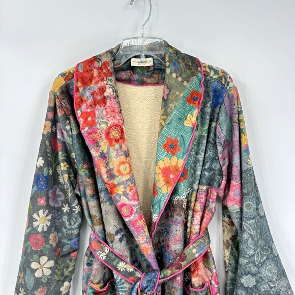 NATURAL LIFE robe knee length floral hippie boho bohemian feminine cozy lounge S - Picture 3 of 9